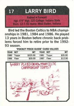1993 SCD Sports Card Pocket Price Guide #17 Larry Bird Back