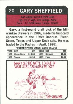 1993 SCD Sports Card Pocket Price Guide #20 Gary Sheffield Back