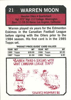 1993 SCD Sports Card Pocket Price Guide #21 Warren Moon Back