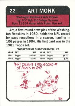 1993 SCD Sports Card Pocket Price Guide #22 Art Monk Back