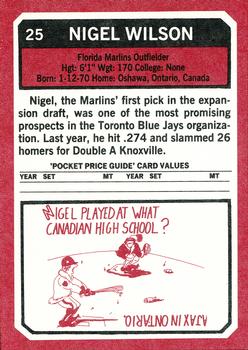 1993 SCD Sports Card Pocket Price Guide #25 Nigel Wilson Back