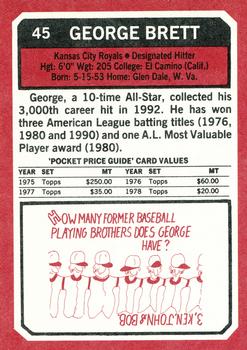 1993 SCD Sports Card Pocket Price Guide #45 George Brett Back