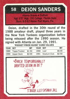 1993 SCD Sports Card Pocket Price Guide #58 Deion Sanders Back