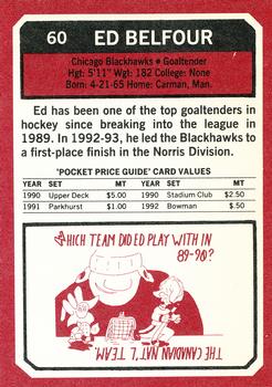 1993 SCD Sports Card Pocket Price Guide #60 Ed Belfour Back