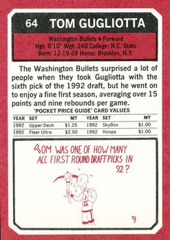1993 SCD Sports Card Pocket Price Guide #64 Tom Gugliotta Back