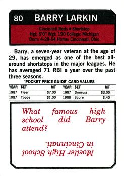 1993 SCD Sports Card Pocket Price Guide #80 Barry Larkin Back