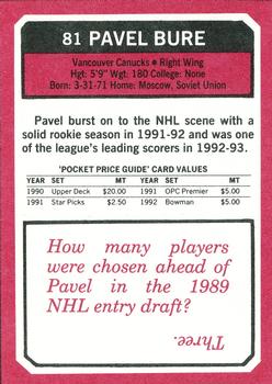 1993 SCD Sports Card Pocket Price Guide #81 Pavel Bure Back
