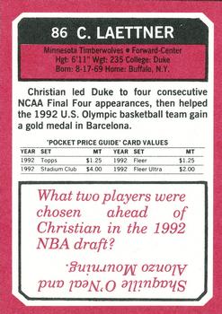 1993 SCD Sports Card Pocket Price Guide #86 Christian Laettner Back