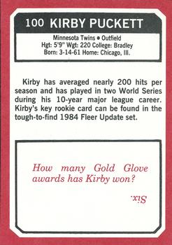 1993 SCD Sports Card Pocket Price Guide #100 Kirby Puckett Back