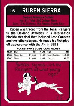 1993 SCD Sports Card Pocket Price Guide #16 Ruben Sierra Back