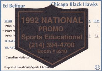 1991 Sports Educational Magazine - 1992 NSCC Promo #37 Ed Belfour Back