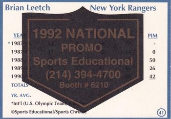 1991 Sports Educational Magazine - 1992 NSCC Promo #41 Brian Leetch Back