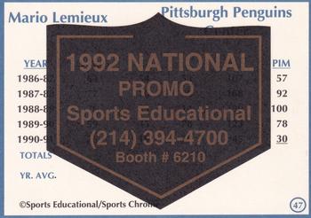 1991 Sports Educational Magazine - 1992 NSCC Promo #47 Mario Lemieux Back