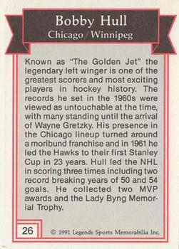 1991 Legends Sports Memorabilia - Gold #26 Bobby Hull Back