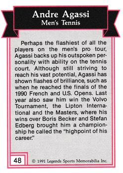 1991 Legends Sports Memorabilia - Gold #48 Andre Agassi Back