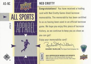 2011 Upper Deck World of Sports - All Sports Apparel #AS-NC Ned Crotty Back