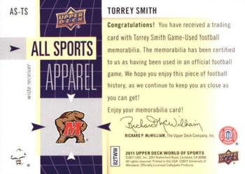 2011 Upper Deck World of Sports - All Sports Apparel #AS-TS Torrey Smith Back