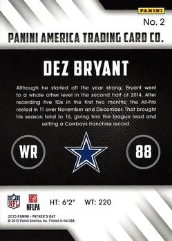 2015 Panini Father's Day #2 Dez Bryant Back