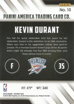 2015 Panini Father's Day #10 Kevin Durant Back