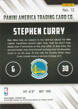 2015 Panini Father's Day #12 Stephen Curry Back