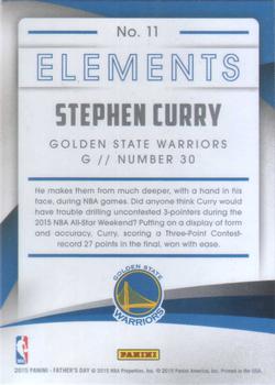 2015 Panini Father's Day - Elements #11 Stephen Curry Back