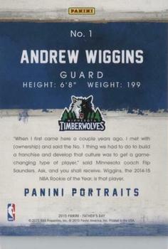 2015 Panini Father's Day - Portraits #1 Andrew Wiggins Back