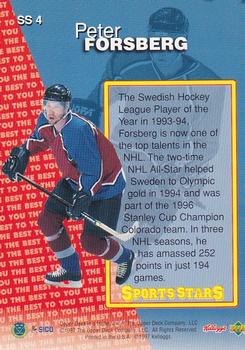 1997 Upper Deck Kellogg's Sports Stars (Finland) #SS4 Peter Forsberg Back