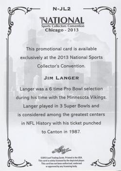2013 Leaf National Convention #N-JL2 Jim Langer Back