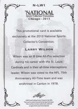 2013 Leaf National Convention #N-LW1 Larry Wilson Back