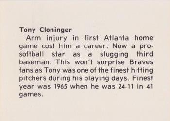 1978 Atlanta Sports Collectors Convention #NNO Tony Cloninger Back