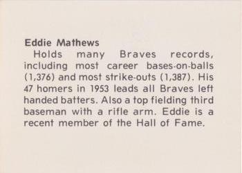1978 Atlanta Sports Collectors Convention #NNO Eddie Mathews Back