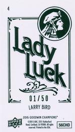 2015 Upper Deck Goodwin Champions - Mini Cloth Lady Luck #4 Larry Bird Back