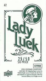 2015 Upper Deck Goodwin Champions - Mini Cloth Lady Luck #62 Sid Meier Back