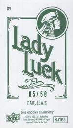 2015 Upper Deck Goodwin Champions - Mini Cloth Lady Luck #89 Carl Lewis Back