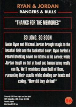 1992-94 Pocket Pages Cards #56 Nolan Ryan / Michael Jordan Back