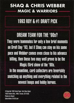 1992-94 Pocket Pages Cards #50 Shaquille O'Neal / Chris Webber Back