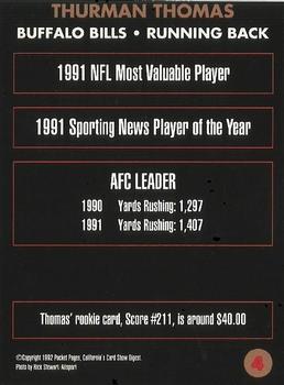 1992-94 Pocket Pages Cards #4 Thurman Thomas Back