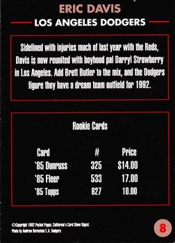 1992-94 Pocket Pages Cards #8 Eric Davis Back