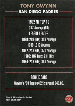 1992-94 Pocket Pages Cards #27 Tony Gwynn Back