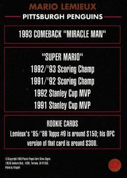 1992-94 Pocket Pages Cards #37 Mario Lemieux Back
