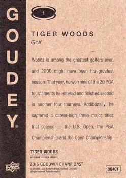 2015 Upper Deck Goodwin Champions - Goudey #1 Tiger Woods Back