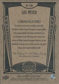 2015 Upper Deck Goodwin Champions - Memorabilia #M-SM Sid Meier Back