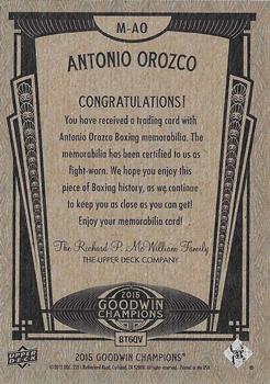 2015 Upper Deck Goodwin Champions - Memorabilia #M-AO Antonio Orozco Back