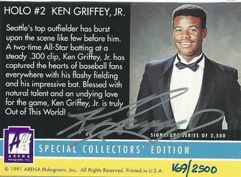 1991 Arena Holograms - Signature Series #2 Ken Griffey, Jr. Back