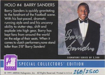 1991 Arena Holograms - Signature Series #4 Barry Sanders Back