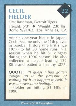 1991 Tuff Stuff Magazine #22 Cecil Fielder Back