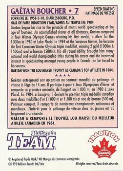 1992 Nabisco Multigrain Team #7 Gaetan Boucher Back