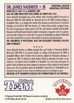 1992 Nabisco Multigrain Team #8 James Naismith Back