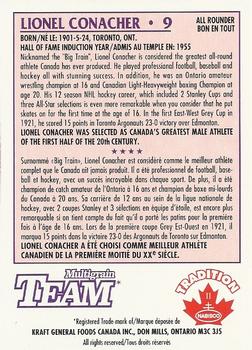 1992 Nabisco Multigrain Team #9 Lionel Conacher Back