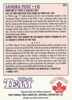1992 Nabisco Multigrain Team #10 Sandra Post Back